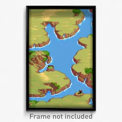Pixel Art Poster - Puzzling Peninsula (8 Bit Psychedelic Video Game Print)