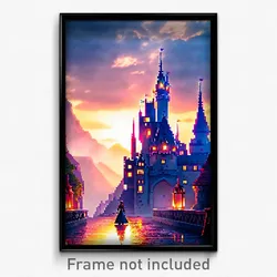Pixel Art Poster - Spectacular Castle (8 Bit Psychedelic Video Game Print)