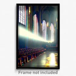 Pixel Art Poster - Flickering Scriptorium (8 Bit Psychedelic Video Game Print)