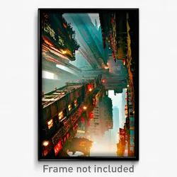Pixel Art Poster - Agitated Chinese City (8 Bit Psychedelic Video Game Print)