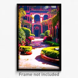 Pixel Art Poster - Bountiful Courtyard (8 Bit Psychedelic Video Game Print)