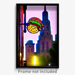 Pixel Art Poster - Nocturnal Taco (8 Bit Psychedelic Trippy Video Game Print)