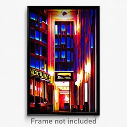 Pixel Art Poster - Nocturnal Hotel (8 Bit Psychedelic Trippy Video Game Print)
