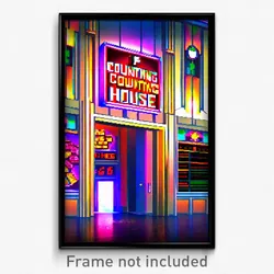 Pixel Art Poster - Flashy Counting House (8 Bit Psychedelic Video Game Print)