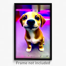 Pixel Art Poster - Vivid Puppy (8 Bit Psychedelic Trippy Weird Video Game Print)