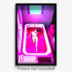 Pixel Art Poster - Pink Baths (8 Bit Psychedelic Trippy Weird Video Game Print)