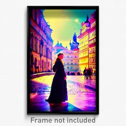 Pixel Art Poster - Enchanted Prague (8 Bit Psychedelic Trippy Video Game Print)