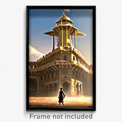 Pixel Art Poster - Large Fort (8 Bit Psychedelic Trippy Weird Video Game Print)