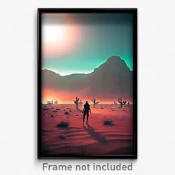 Pixel Art Poster - Haunted Desert (8 Bit Psychedelic Trippy Video Game Print)