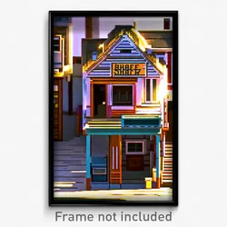 Pixel Art Poster - Rare Shack Tenement (8 Bit Psychedelic Video Game Print)