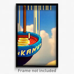 Pixel Art Poster - Sky Blue Ramen (8 Bit Psychedelic Trippy Video Game Print)