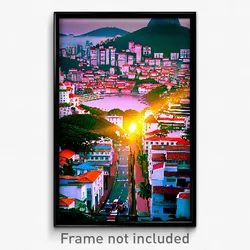 Pixel Art Poster - Adorable Brazilian City (8 Bit Psychedelic Video Game Print)