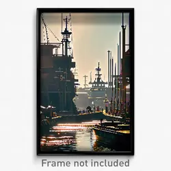 Pixel Art Poster - Jaw Dropping Shipyard (8 Bit Psychedelic Video Game Print)