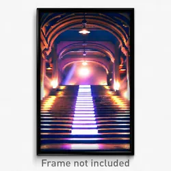 Pixel Art Poster - Adventurous Stair (8 Bit Psychedelic Trippy Video Game Print)