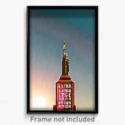 Pixel Art Poster - Extra Large Nation (8 Bit Psychedelic Video Game Print)