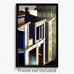 Pixel Art Poster - Rectangular Shack Tenement (8 Bit Video Game Print)