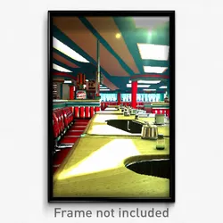 Pixel Art Poster - Aged 50'S Diner (8 Bit Psychedelic Trippy Video Game Print)