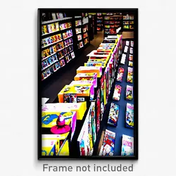 Pixel Art Poster - Vibrating Comic Book Store (8 Bit Video Game Print)