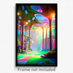 Pixel Art Poster - Whimsical Wasteland (8 Bit Psychedelic Video Game Print)
