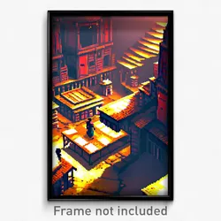 Pixel Art Poster - Rough Bazaar (8 Bit Psychedelic Trippy Video Game Print)
