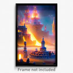 Pixel Art Poster - Bubbly Citadel (8 Bit Psychedelic Trippy Video Game Print)