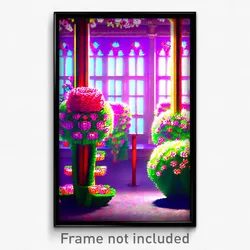 Pixel Art Poster - Flowery Stand (8 Bit Psychedelic Trippy Video Game Print)