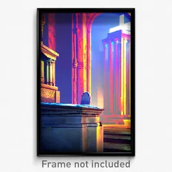 Pixel Art Poster - Puny Tomb (8 Bit Psychedelic Trippy Weird Video Game Print)