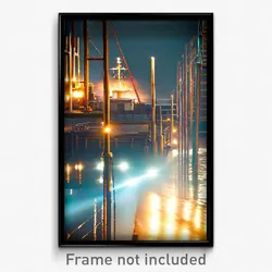 Pixel Art Poster - Metallic Harbour (8 Bit Psychedelic Trippy Video Game Print)