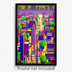 Pixel Art Poster - Animated Thai City (8 Bit Psychedelic Video Game Print)