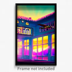 Pixel Art Poster - Flying Inn (8 Bit Psychedelic Trippy Weird Video Game Print)