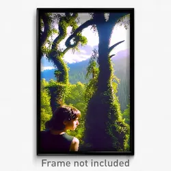 Pixel Art Poster - Thoughtful Cloud Forest (8 Bit Psychedelic Video Game Print)