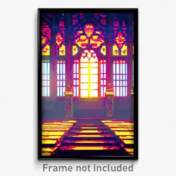Pixel Art Poster - Stained Palace (8 Bit Psychedelic Trippy Video Game Print)