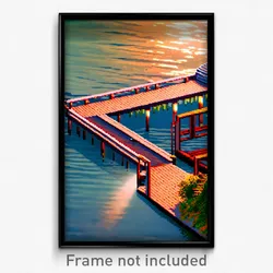Pixel Art Poster - Wonderful Dock (8 Bit Psychedelic Trippy Video Game Print)