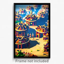 Pixel Art Poster - Whopping Settlement (8 Bit Psychedelic Video Game Print)