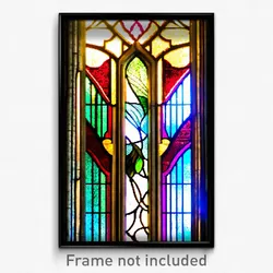 Pixel Art Poster - Detailed Stained Glass (8 Bit Psychedelic Video Game Print)
