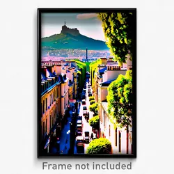 Pixel Art Poster - Mountainous Paris (8 Bit Psychedelic Trippy Video Game Print)