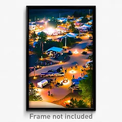 Pixel Art Poster - Complex Campsite (8 Bit Psychedelic Trippy Video Game Print)