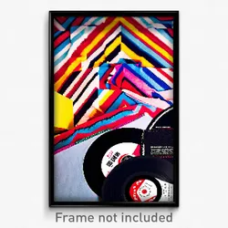 Pixel Art Poster - Zigzag Vinyl Record (8 Bit Psychedelic Video Game Print)