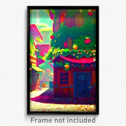 Pixel Art Poster - Fruity Slum (8 Bit Psychedelic Trippy Weird Video Game Print)