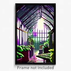 Pixel Art Poster - Slimy Greenhouse (8 Bit Psychedelic Trippy Video Game Print)