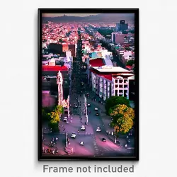 Pixel Art Poster - Rectangular Mexico City (8 Bit Psychedelic Video Game Print)