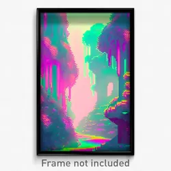 Pixel Art Poster - Glitch Art Cay (8 Bit Psychedelic Trippy Video Game Print)