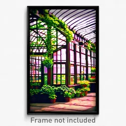 Pixel Art Poster - Detailed Greenhouse (8 Bit Psychedelic Video Game Print)