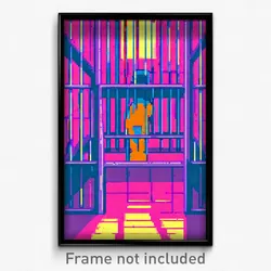 Pixel Art Poster - Vibrant Jail (8 Bit Psychedelic Trippy Video Game Print)