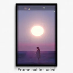 Pixel Art Poster - Muted Sun And Moon (8 Bit Psychedelic Video Game Print)