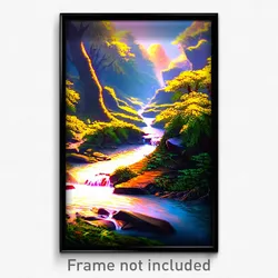 Pixel Art Poster - Enchanting Creek (8 Bit Psychedelic Trippy Video Game Print)