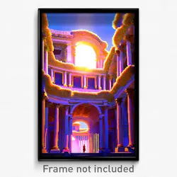 Pixel Art Poster - Fluffy Roman Architecture (8 Bit Video Game Print)