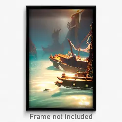 Pixel Art Poster - Imaginary Sea Wreck (8 Bit Psychedelic Video Game Print)