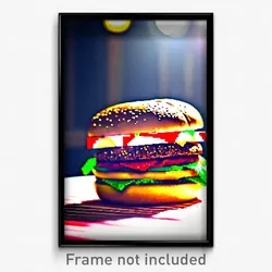 Pixel Art Poster - Unsightly Hamburger (8 Bit Psychedelic Video Game Print)