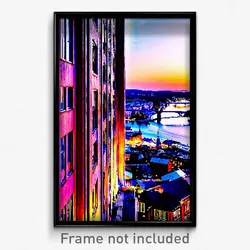 Pixel Art Poster - Impressive Swedish City (8 Bit Psychedelic Video Game Print)